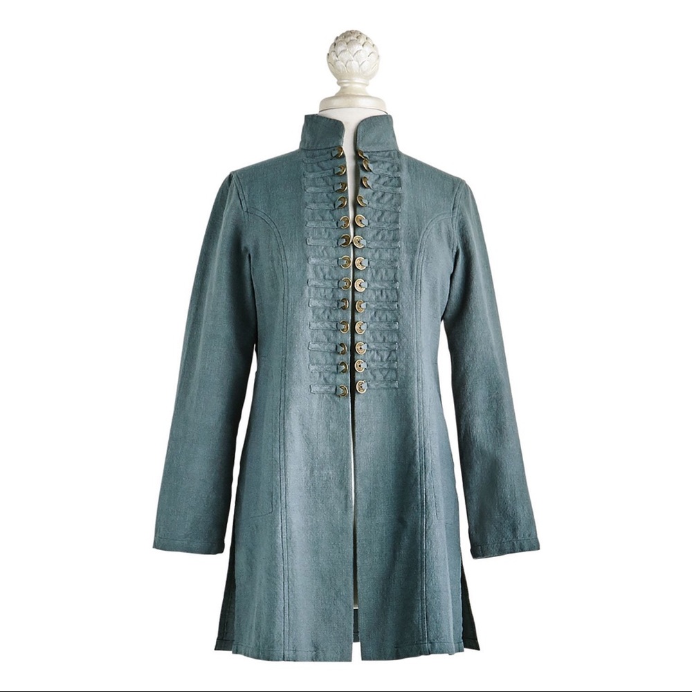 April Cornell Chinese Coins Jacket — in Sage Green